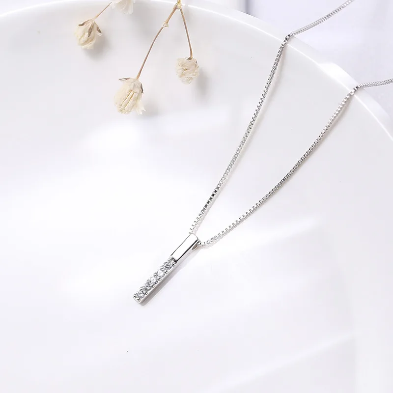 Vòng Cổ Bạc Nữ đính đá CZ Hình Thanh Thẳng Basic LILI 053967 4