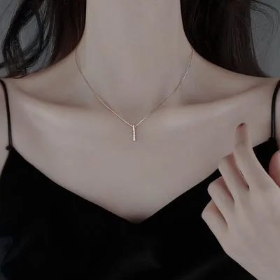 Vòng Cổ Bạc Nữ đính đá CZ Hình Thanh Thẳng Basic LILI 053967 8