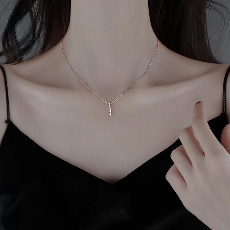 Vòng Cổ Bạc Nữ đính đá CZ Hình Thanh Thẳng Basic LILI 053967 8