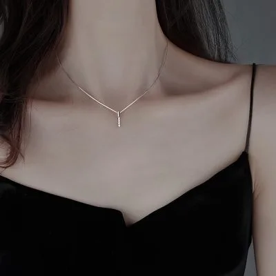 Vòng Cổ Bạc Nữ đính đá CZ Hình Thanh Thẳng Basic LILI 053967 9