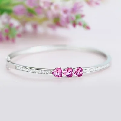 Vòng Tay Bạc Ý S925 Nữ đính Pha Lê Swarovski Hình Trái Tim Agnes LILI 053313 2