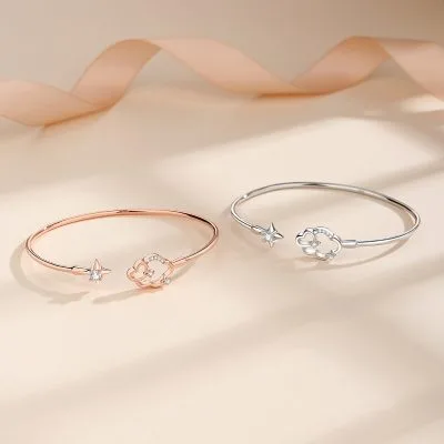 Vòng Tay Bạc Nữ đính đá CZ Hình Mây Và Sao Latifah LILI 135346 2