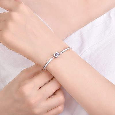 Vòng Tay Bạc Nữ đính đá CZ Hình Trái Tim Cách điệu Drusilla LILI 111918 4