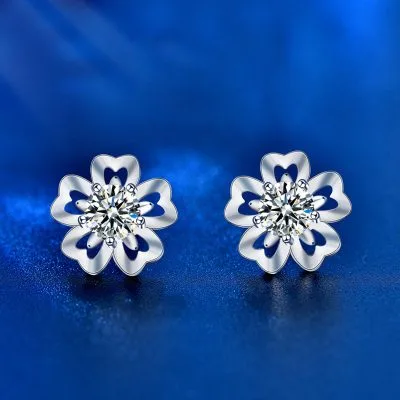 Bông Tai Bạc Nữ đính Kim Cương Moissanite Hình Bông Hoa Mai LILI 054483 1