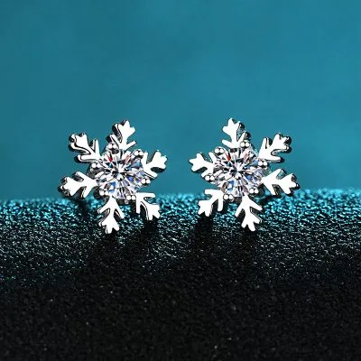Bông Tai Bạc Nữ đính Kim Cương Moissanite Hình Bông Tuyết LILI 054610 3