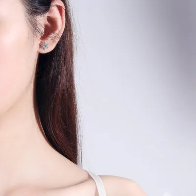 Bông Tai Bạc Nữ đính Kim Cương Moissanite Hình Bông Tuyết LILI 054610 4