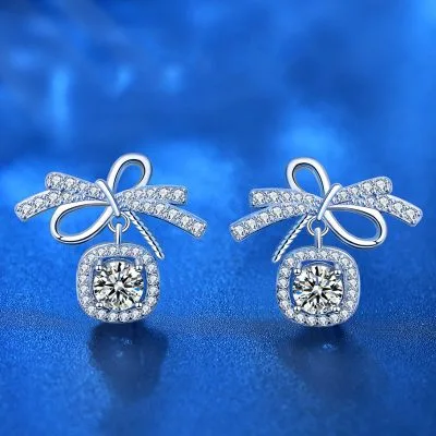 Bông Tai Bạc Nữ đính Kim Cương Moissanite Hình Chiếc Nơ LILI 054517 1