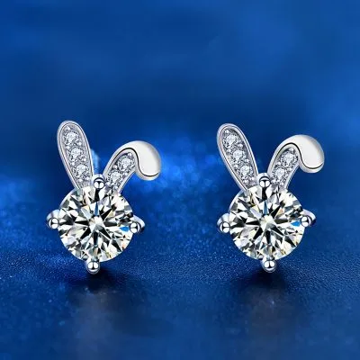 Bông Tai Bạc Nữ đính Kim Cương Moissanite Hình Thỏ Cute Bunny LILI 054495 1