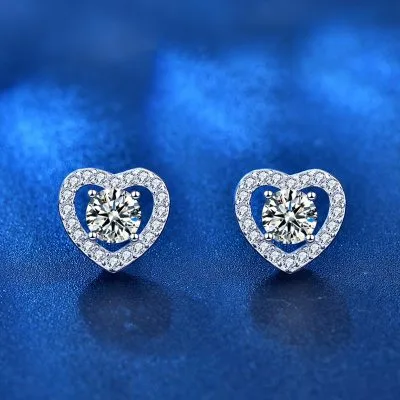 Bông Tai Bạc Nữ đính Kim Cương Moissanite Hình Trái Tim LOVE LILI 054510 1
