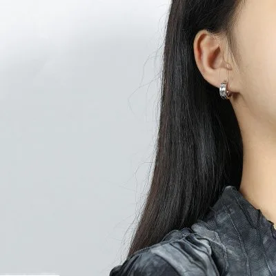 Bông Tai Bạc Nữ Nam Tròn Trơn Cách điệu Chloe LILI 054867 3