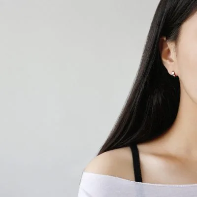Bông Tai Bạc Nữ Nam Tròn Trơn Phủ Vàng Avery LILI 054858 5