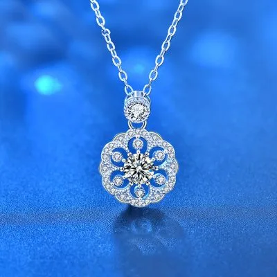Dây Chuyền Bạc Nữ đính Kim Cương Moissanite Hình Bông Hoa Anh đào LILI 055021 1