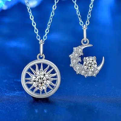 Dây Chuyền đôi Bạc đính Kim Cương Moissanite Hình Mặt Trăng Và Mặt Trời LILI 055054 1