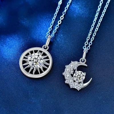 Dây Chuyền đôi Bạc đính Kim Cương Moissanite Hình Mặt Trăng Và Mặt Trời LILI 055054 3