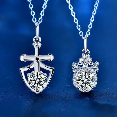 Dây Chuyền đôi Bạc đính Kim Cương Moissanite Hoàng Tử Và Công Chúa LILI 055045 1