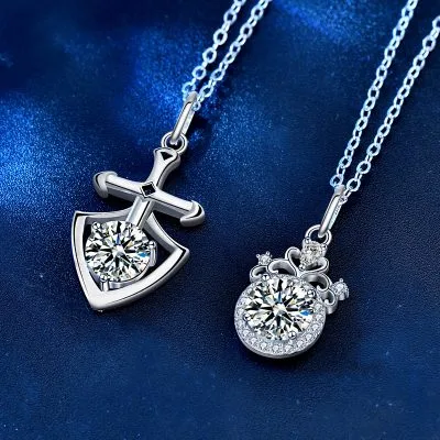 Dây Chuyền đôi Bạc đính Kim Cương Moissanite Hoàng Tử Và Công Chúa LILI 055045 2