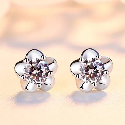 Khuyên Tai Bạc Nữ đính đá CZ Hình Bông Hoa Mai LILI 054345 5