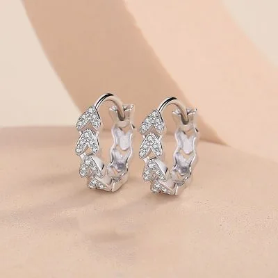 Khuyên Tai Bạc Nữ đính đá CZ Hình Cây Lúa LILI 054378 1