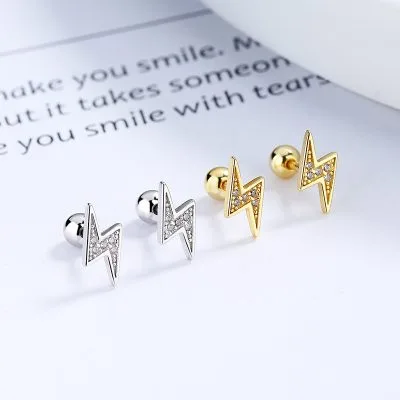 Khuyên Tai Bạc Nữ đính đá CZ Hình Tia Sét ái Tình Selina LILI 054298 2