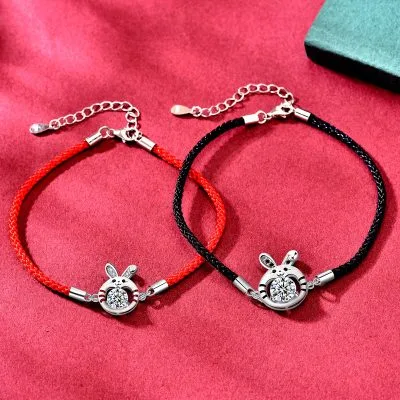 Lắc Tay Bạc Cặp đôi đính Kim Cương Moissanite Hình Thỏ Dễ Thương LILI 055067 2