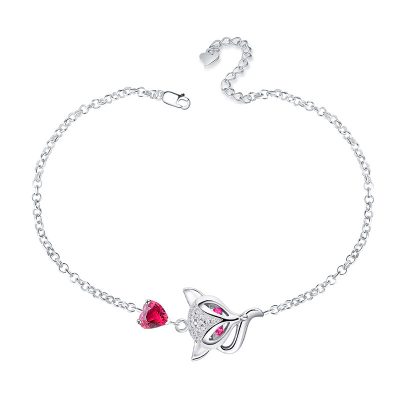 Lắc Tay Bạc Nữ đính đá CZ Hình Cáo Hồ Ly Lucy LILI 055130 2