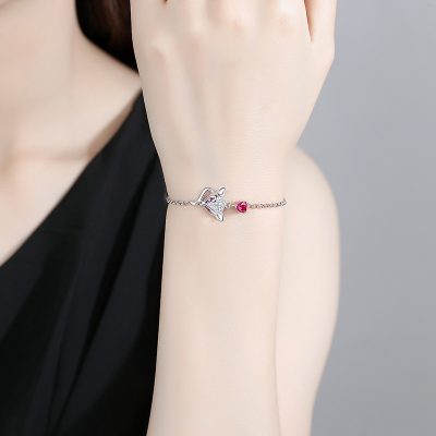 Lắc Tay Bạc Nữ đính đá CZ Hình Cáo Hồ Ly Lucy LILI 055130 5