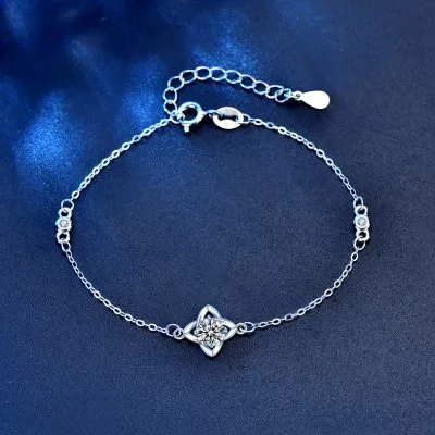 Lắc Tay Bạc Nữ đính Kim Cương Moissanite Hình Cỏ 4 Lá Letitia LILI 054687 4