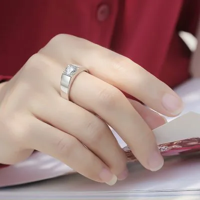Nhẫn Bạc Nam đính Kim Cương Moissanite Jasmine LILI 055395 3