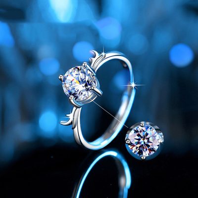 Nhẫn Bạc Nữ đính Kim Cương Moissanite Hình Gạc Nai Alice LILI 055110 3