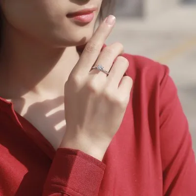Nhẫn Bạc Nữ đơn Giản 1 Hột đính Kim Cương Moissanite Catalina LILI 055384 2