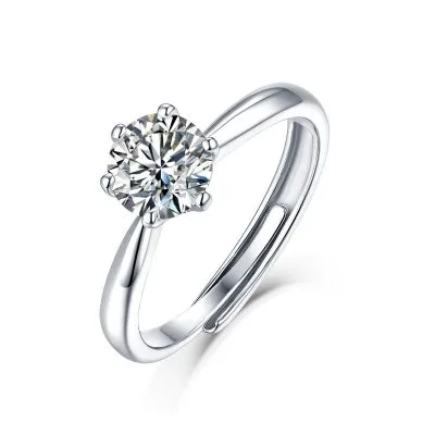 Nhẫn Bạc Nữ đơn Giản 1 Hột đính Kim Cương Moissanite Catalina LILI 055384 3