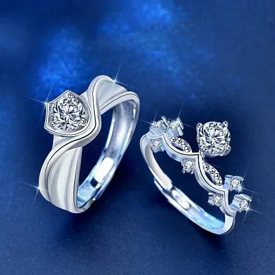 Nhẫn Cặp đôi Bạc đính Kim Cương Moissanite Hình Hoàng Tử Và Công Chúa LILI 054890 1