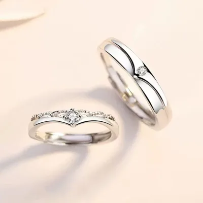 Nhẫn đôi Bạc Cặp đôi Tình Yê đính đá CZ Cô Dâu Và Chú Rể LILI 055360 1