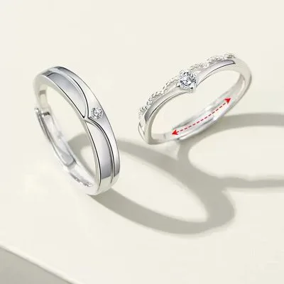 Nhẫn đôi Bạc Cặp đôi Tình Yê đính đá CZ Cô Dâu Và Chú Rể LILI 055360 3