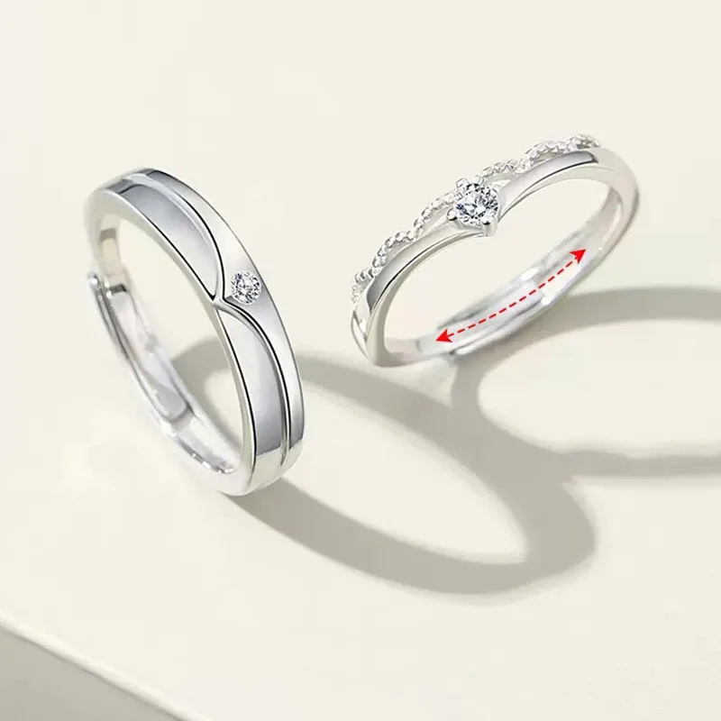 Nhẫn đôi Bạc Cặp đôi Tình Yê đính đá CZ Cô Dâu Và Chú Rể LILI 055360 3