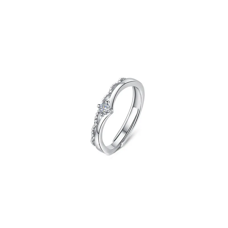 Nhẫn đôi Bạc Cặp đôi Tình Yê đính đá CZ Cô Dâu Và Chú Rể LILI 055360 5