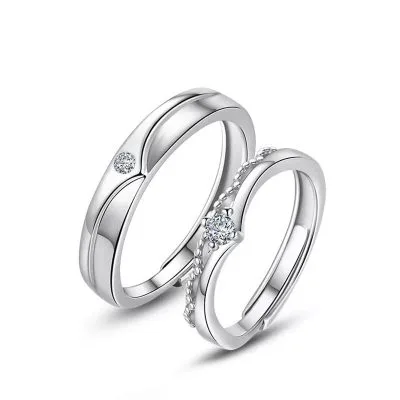 Nhẫn đôi Bạc Cặp đôi Tình Yê đính đá CZ Cô Dâu Và Chú Rể LILI 055360 7