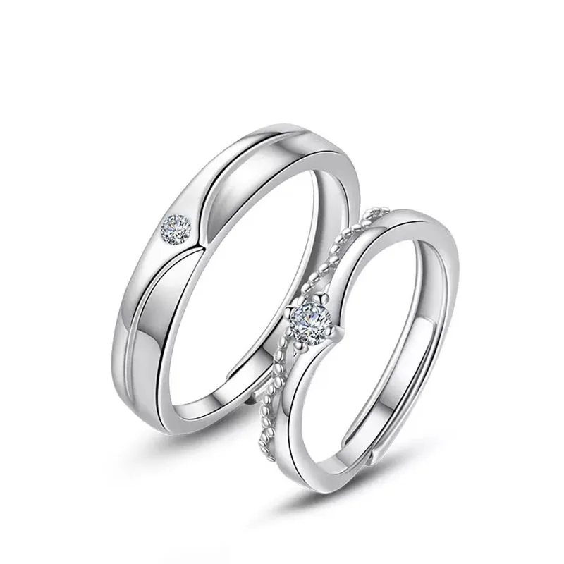 Nhẫn đôi Bạc Cặp đôi Tình Yê đính đá CZ Cô Dâu Và Chú Rể LILI 055360 7