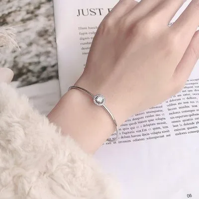 Vòng Tay Bạc Nữ Dạng Kiềng đính Kim Cương Moissanite Tròn LILI 054668 3