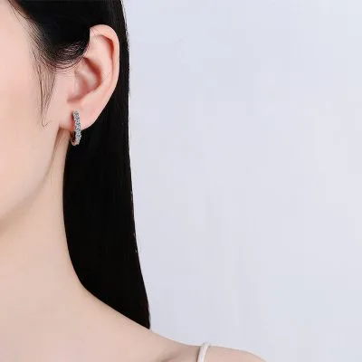 Bông Tai Bạc Nữ Nam đính Kim Cương Moissanite Tròn Khalani LILI 057097 2