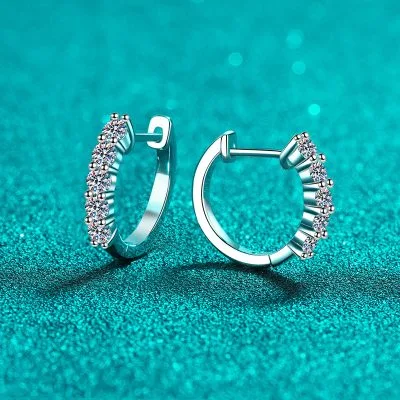 Bông Tai Bạc Nữ Nam đính Kim Cương Moissanite Tròn Khalani LILI 057097 4