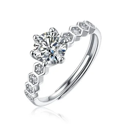 Nhẫn Bạc Nữ 1 Hột đính Kim Cương Moissanite Carolina LILI 058249 1