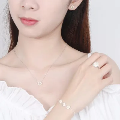 Lắc Tay Bạc Nữ Dạng Chuỗi Hình Hoa Cúc Họa Mi LILI 061051 1