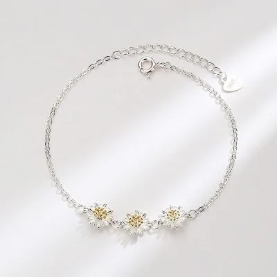 Lắc Tay Bạc Nữ Dạng Chuỗi Hình Hoa Cúc Họa Mi LILI 061051 7