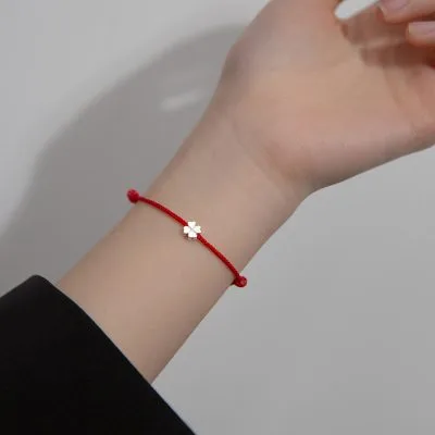 Lắc Tay Bạc Nữ Dây đỏ Cỏ Bốn Lá May Mắn Kaitlyn LILI 063471 3