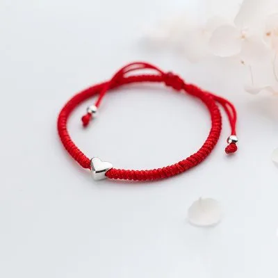 Lắc Tay Bạc Nữ Dây đỏ May Mắn Hình Trái Tim Logan LILI 063502 3