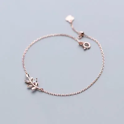 Lắc Tay Bạc Nữ đính đá CZ Hình Cành Lá Non Finley LILI 063391 3