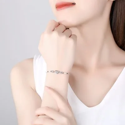 Lắc Tay Bạc Nữ đính đá CZ Hình Trái Tim Lillian LILI 061459 4