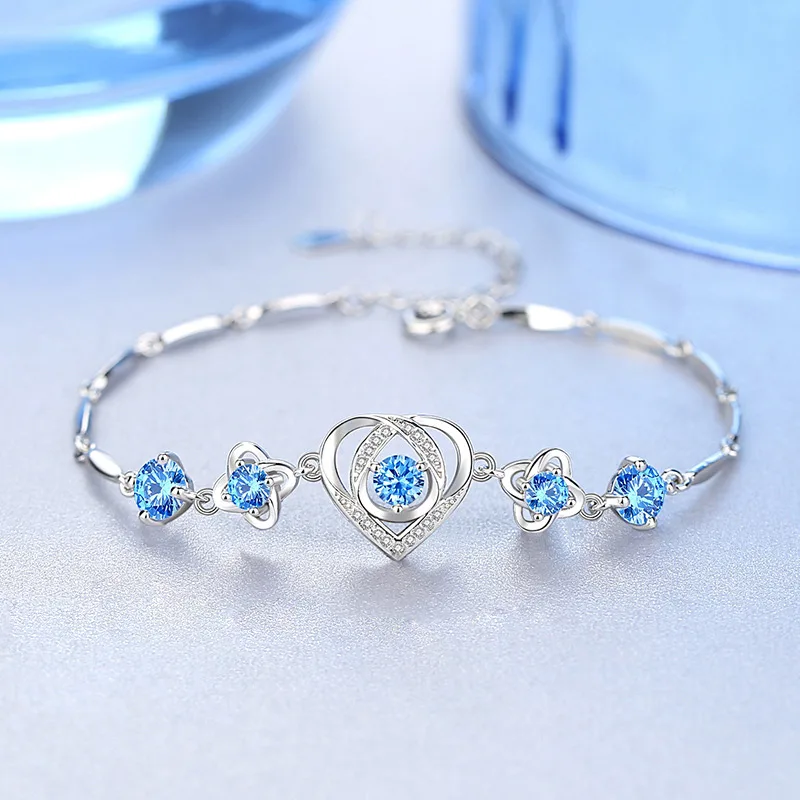 Lắc Tay Bạc Nữ đính đá CZ Trái Tim Cách điệu Jazmine LILI 062161 1