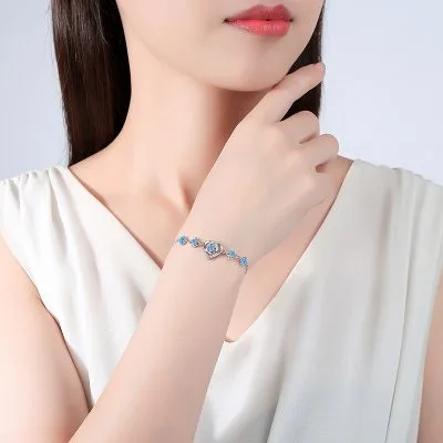 Lắc Tay Bạc Nữ đính đá CZ Trái Tim Cách điệu Jazmine LILI 062161 2